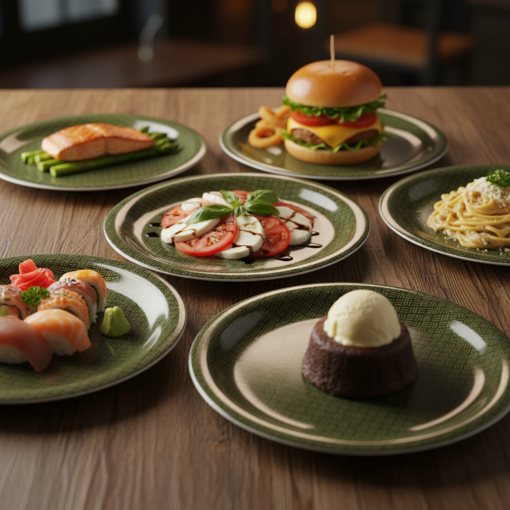 Ariya Melamine 11 Inch White Multi P9 Serving Plate 6 Pc