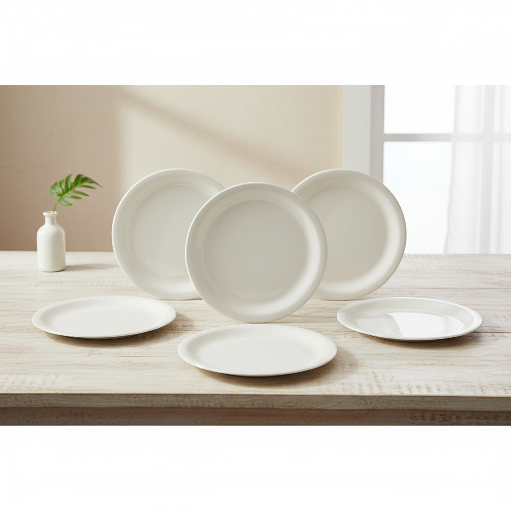 Ariya Melamine 11" Inch  Dinner Plate | White Multi-Flower Border | Pack of 6