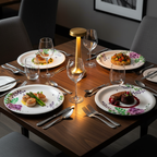 Ariya Melamine 11"Inch Dinner Plate | White Multi-Flower Border | Pack of 4