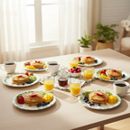 Ariya Melamine 11"Inch Dinner Plate | White Green Flower Border | Pack of 4