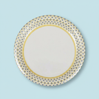 Ariya Melamine 11"Inch Dinner Plate | White-Blue Border | Pack of 6