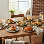 Ariya Melamine 11 Inch Black Base P8 Serving Plate Set 6