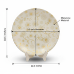 Ariya 10.5 Inch Melamine Flower  Full Serving Plate Set of 4 Dishwasher Safe