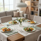 Ariya Melamine 11"Inch Dinner Plate | White Green Flower Border | Pack of 4