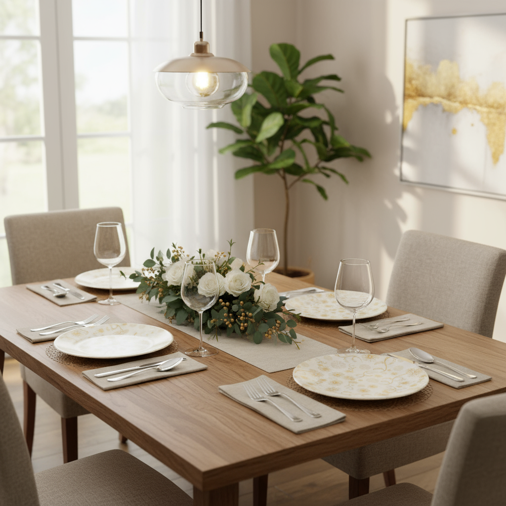 Ariya 10.5 Inch Melamine Flower  Full Serving Plate Set of 4 Dishwasher Safe