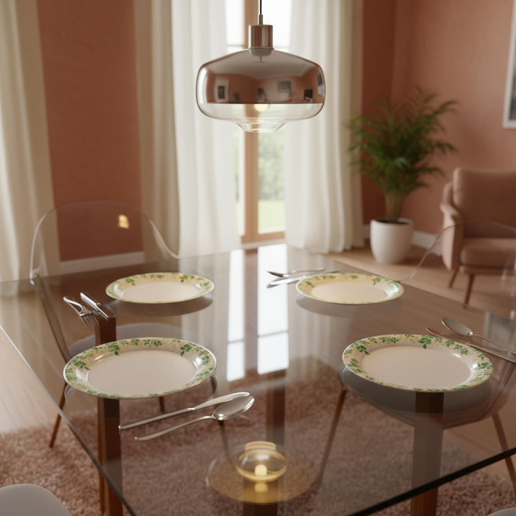 Ariya Melamine 11"Inch Dinner Plate | White Green Flower Border | Pack of 4