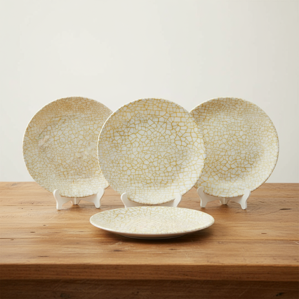 Ariya 10.5 Inch Melamine Giraffe Design Full Serving Plate Set of 4 Dishwasher Safe