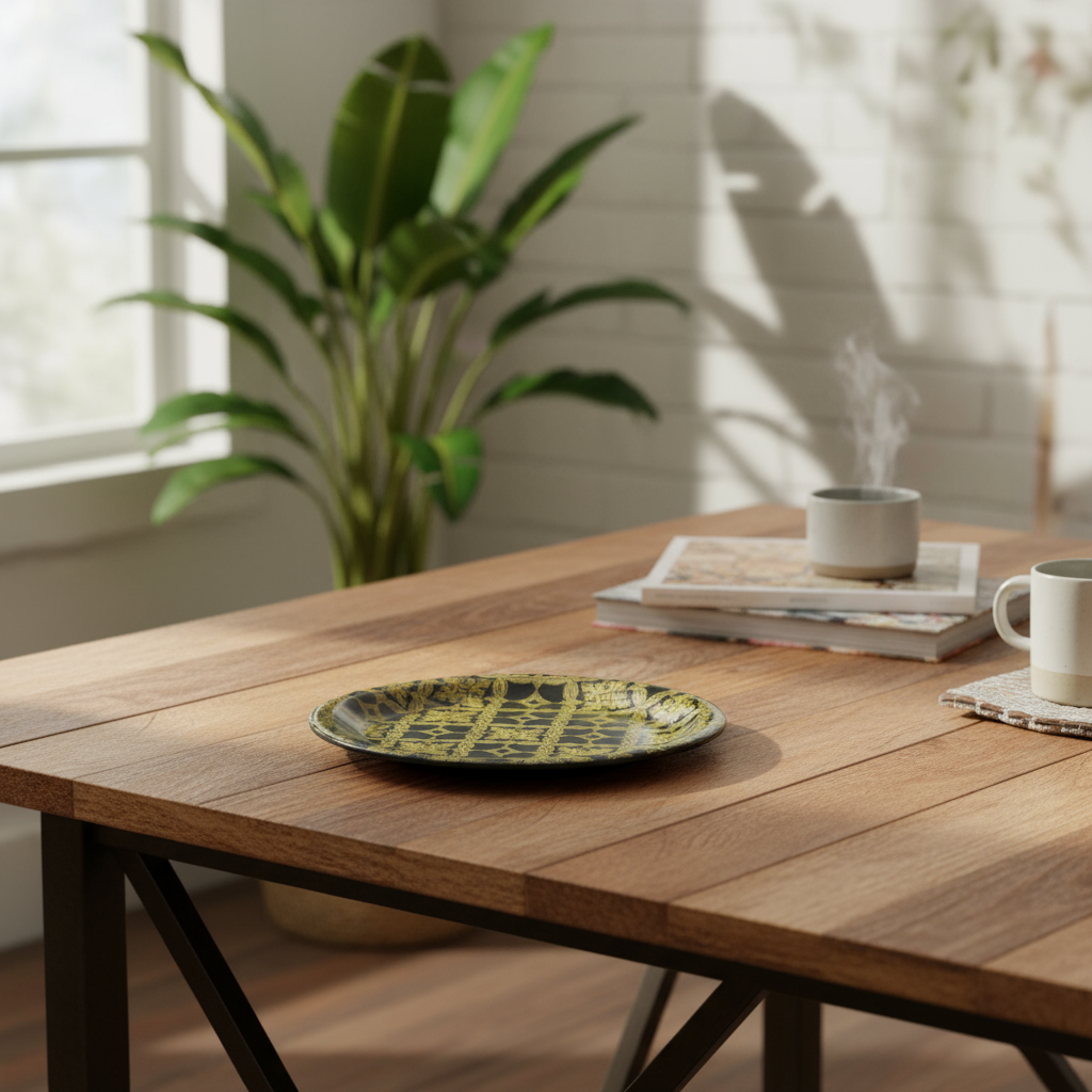 Ariya Melamine 11 Inch Black Base P7 Serving Plate Set 6