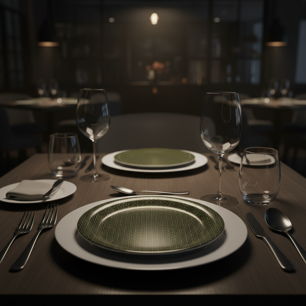 Ariya Melamine 11 Inch Black Base P8 Serving Plate Set 4