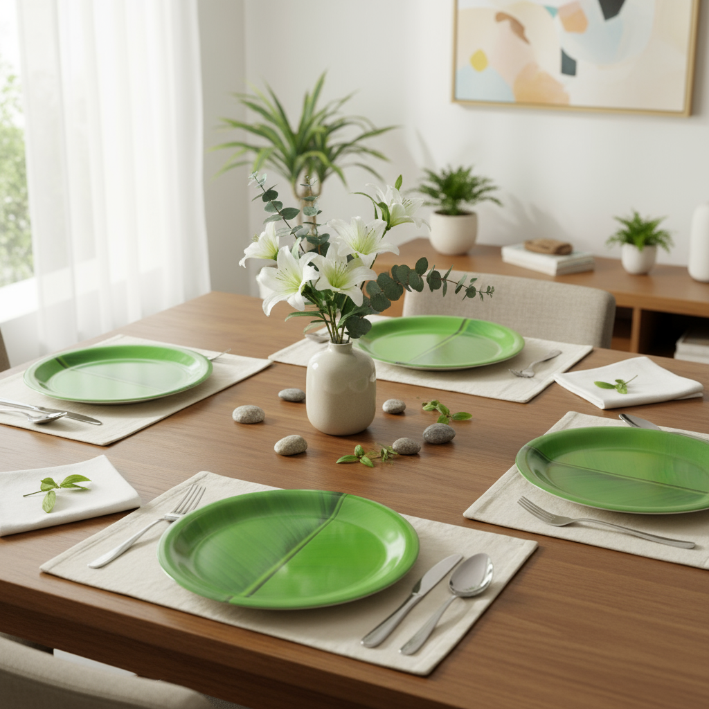 Ariya Melamine 11 Inch Green Serving Plate Set of 4