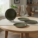 Ariya Melamine 11 Inch Black Base P8 Serving Plate Set 4