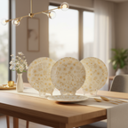 Ariya 10.5 Inch Melamine Flower  Full Serving Plate Set of 4 Dishwasher Safe