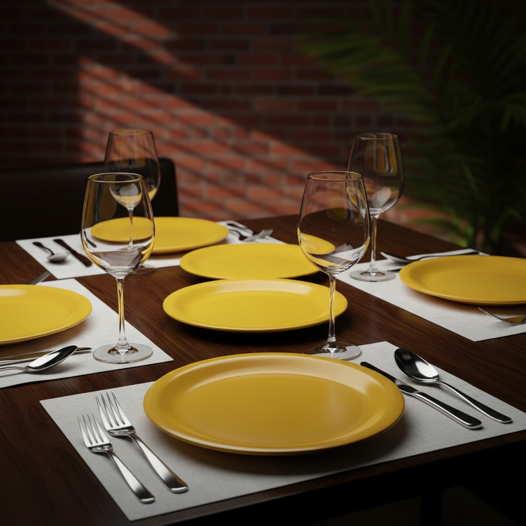 Ariya Melamine 11" Inch Dinner Plate | Yellow | Microwave & Dishwasher Safe | Pack of 6