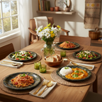 Ariya Melamine 6 Serving Plate 11 Inch Black Base P1 Dishwasher Safe Ideal for Home Dinner and Hotel Parties