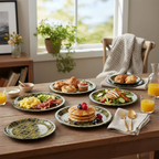 Ariya Melamine 11 Inch Black Base P7 Serving Plate Set 6