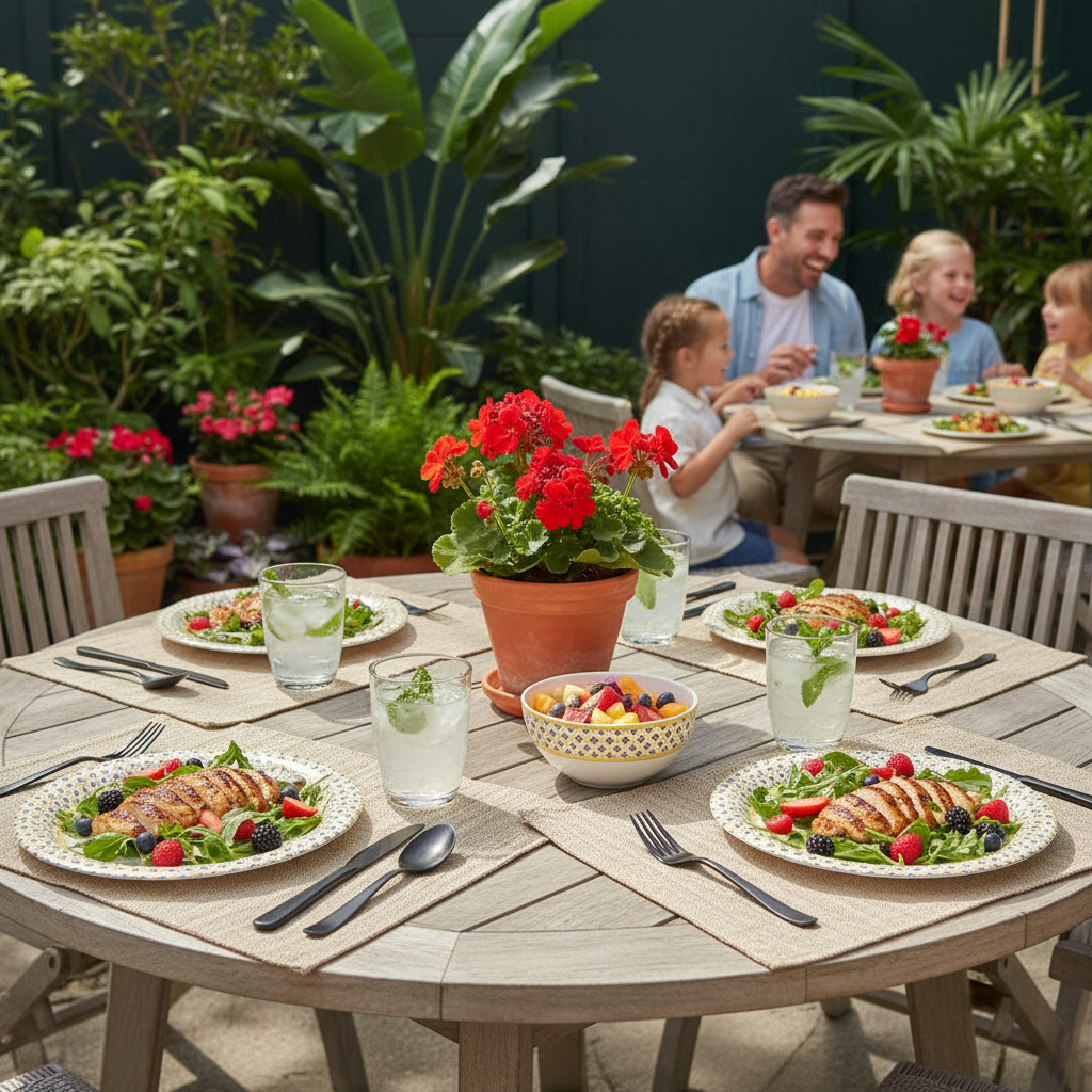 Ariya Melamine 11"Inch Dinner Plate | White-Blue Border | Pack of 6