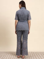 Lace Shirt Co-ord Set (Slate Grey)