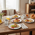 Ariya 10.5 Inch Melamine White Dinner Full Serving Plate Set of 4 Dishwasher Safe