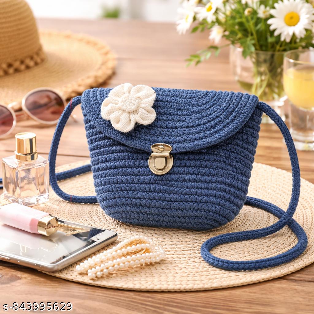 Ariya Compact Cotton Handbag – Stylish Everyday Purse for Women | Blue