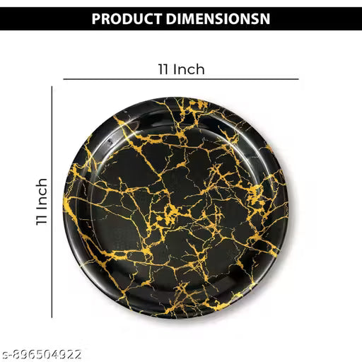 Ariya Melamine Dinner Plates 11 Inch Set of 12 | Golden Thunder