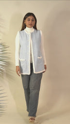 Ariya Threads Blue Snow Tweed Fur Jacket – Premium Winter Wear