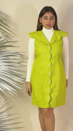 Ariya Threads Lime Bloom Dual-Season Denim Dress for Trendy All-Day Style