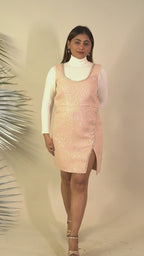 Ariya Threads Blush Glow Tweed Statement Dress with Elegant Modern Style
