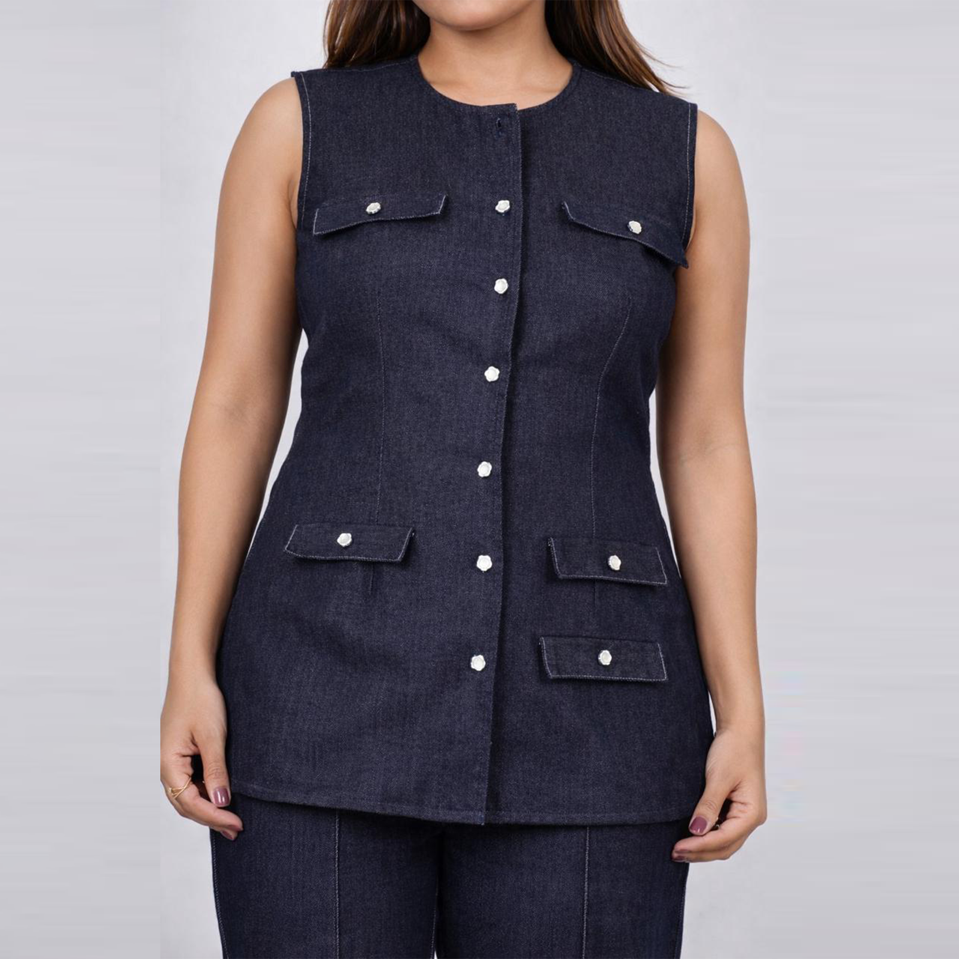 Ariya Threads Women’s Sleeveless Denim Co-Ord Set
