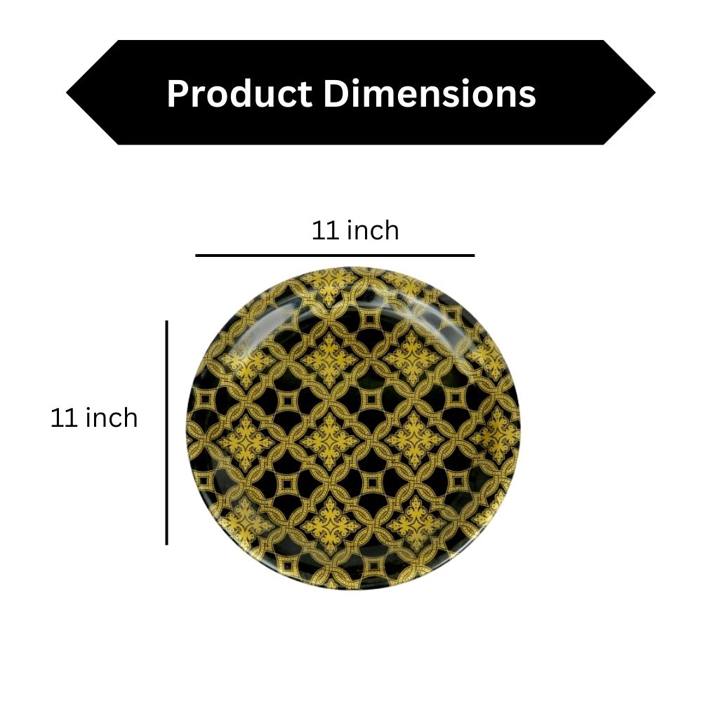 Ariya Melamine 11 Inch Black Base P7 Serving Plate Set 6