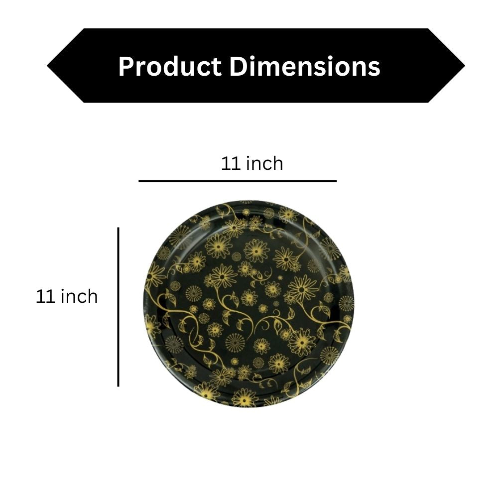 Ariya Melamine 6 Serving Plate 11 Inch Black Base P1 Dishwasher Safe Ideal for Home Dinner and Hotel Parties