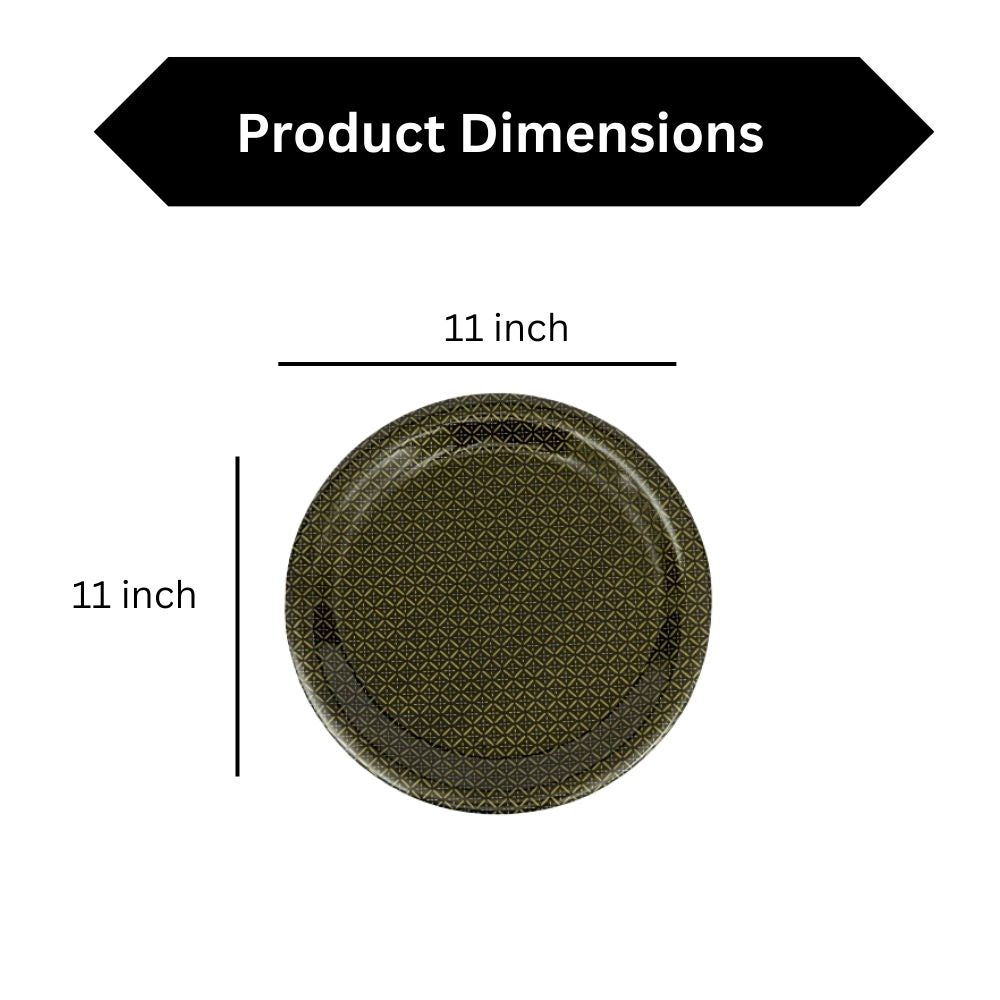 Ariya Melamine 11 Inch Black Base P8 Serving Plate Set 6