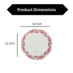 Ariya Melamine 11 Inch White Pink P17 Serving Plate 4 Pc