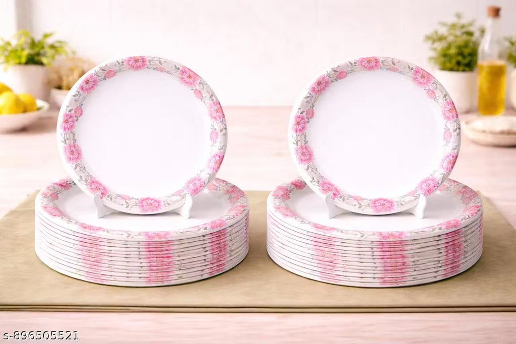 Ariya Melamine Dinner Plates 11 Inch Set of 24 | Pink Flower