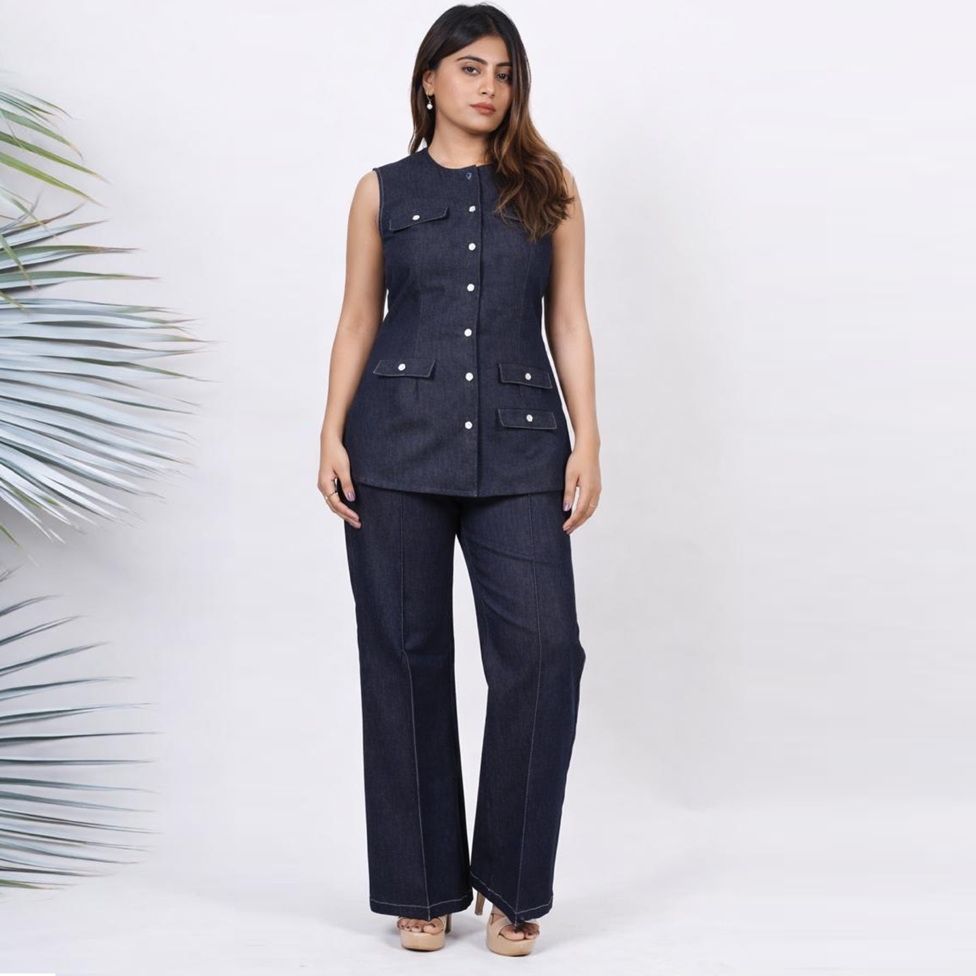 Ariya Threads Women’s Sleeveless Denim Co-Ord Set