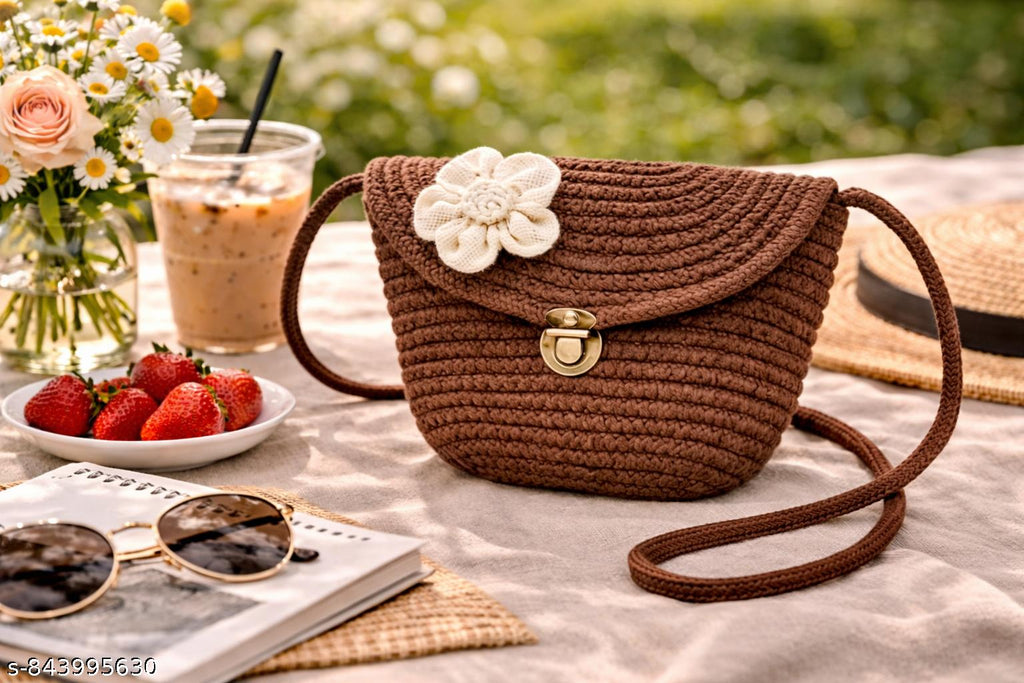 Ariya Compact Cotton Handbag – Stylish Everyday Purse for Women | Brown