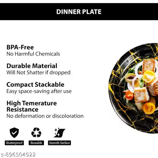 Ariya Melamine Dinner Plates 11 Inch Set of 12 | Golden Thunder