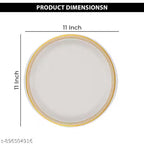 Ariya Melamine Dinner Plates 11 Inch Set of 12 | Royal Double Stripe