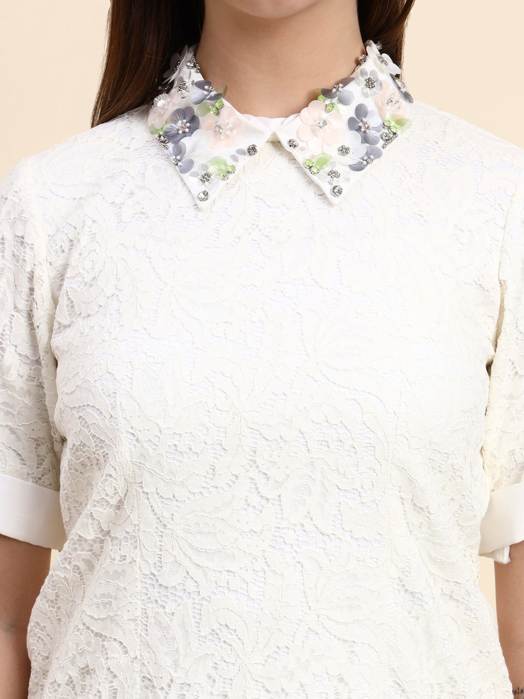 Celeste Lace Dress (Ivory White)