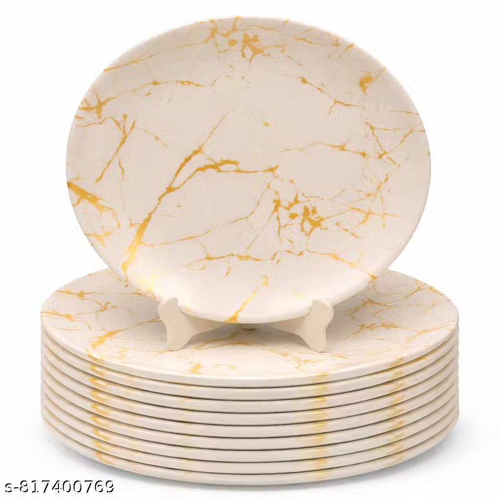 Ariya 10.5" Melamine Dinner Plates Set of 12 – Classic Gold Fusion